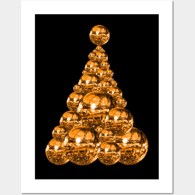 70's Orange Disco Ball Christmas Tree Wall Art by Art by Deborah Camp